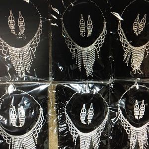 6 Choker Earring Sets Faux Diamond Fashion Jewelry